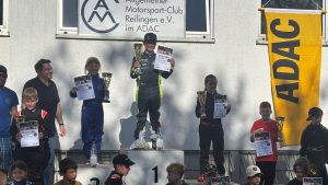 Siegerehrung Klasse 1 Jugendkartslalom Reilingen 2026 mit Alessio Spankowski auf Platz 1